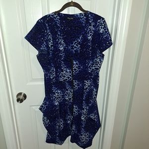 City Chic Animal Print Blue Tunic Zipper Dress 18 M
